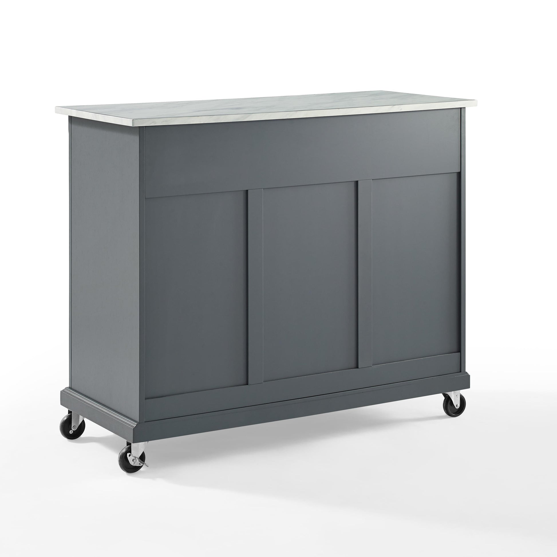 Avery Wood/Faux Marble Top Kitchen Cart in Distressed Gray