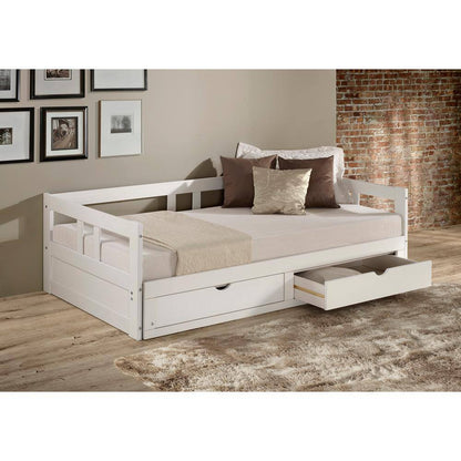 Melody White Twin to King Bed with under Bed Storage