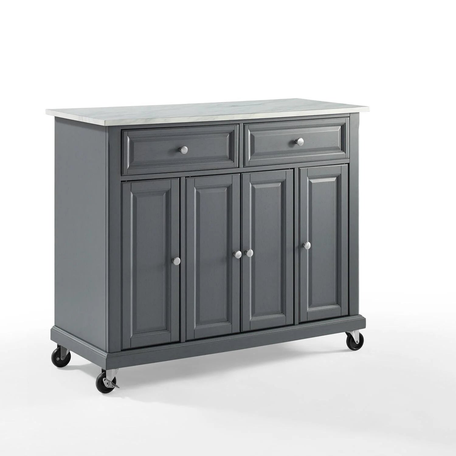 Avery Wood/Faux Marble Top Kitchen Cart in Distressed Gray