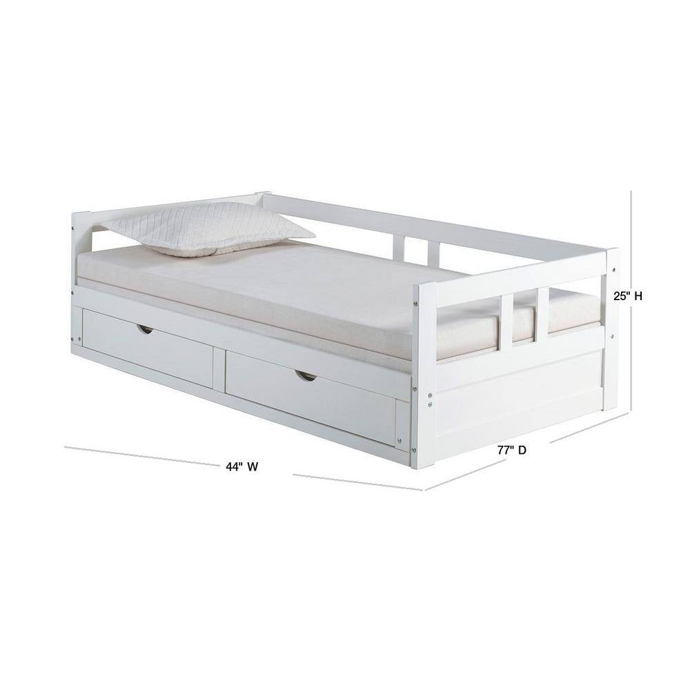 Melody White Twin to King Bed with under Bed Storage