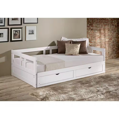 Melody White Twin to King Bed with under Bed Storage