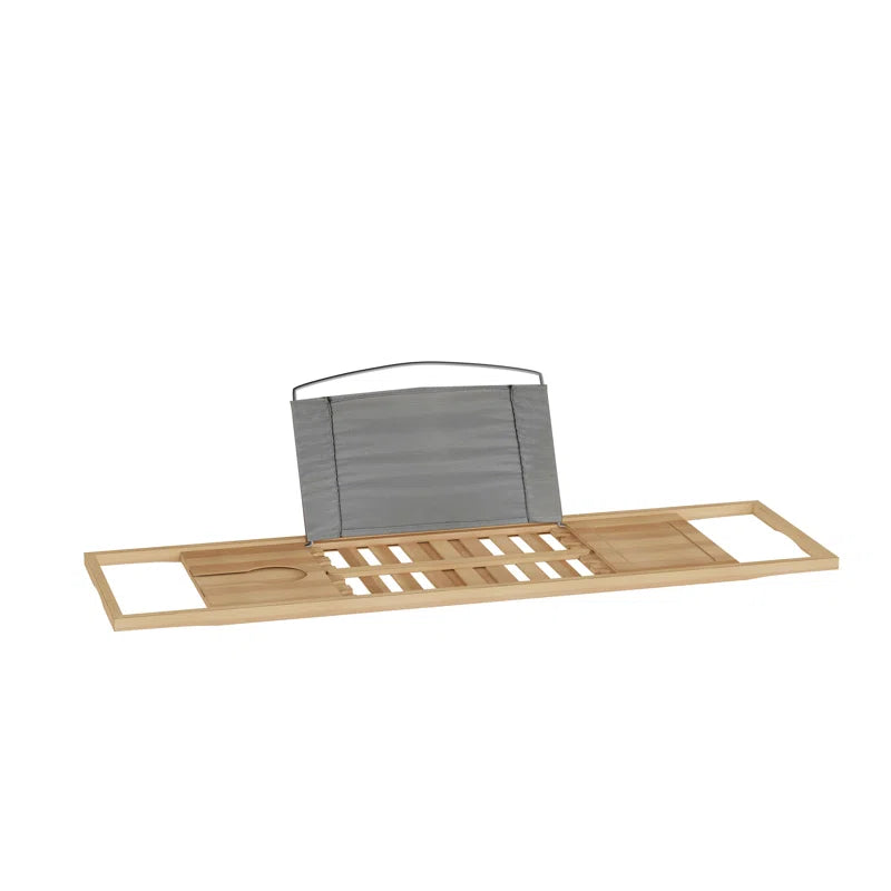 Hausora Bathroom Bamboo Bathtub Tray - Wood Bath Caddy with Book, Phone, or Tablet Rest, Cup Holder, and Extended Sides for Bath Accessories