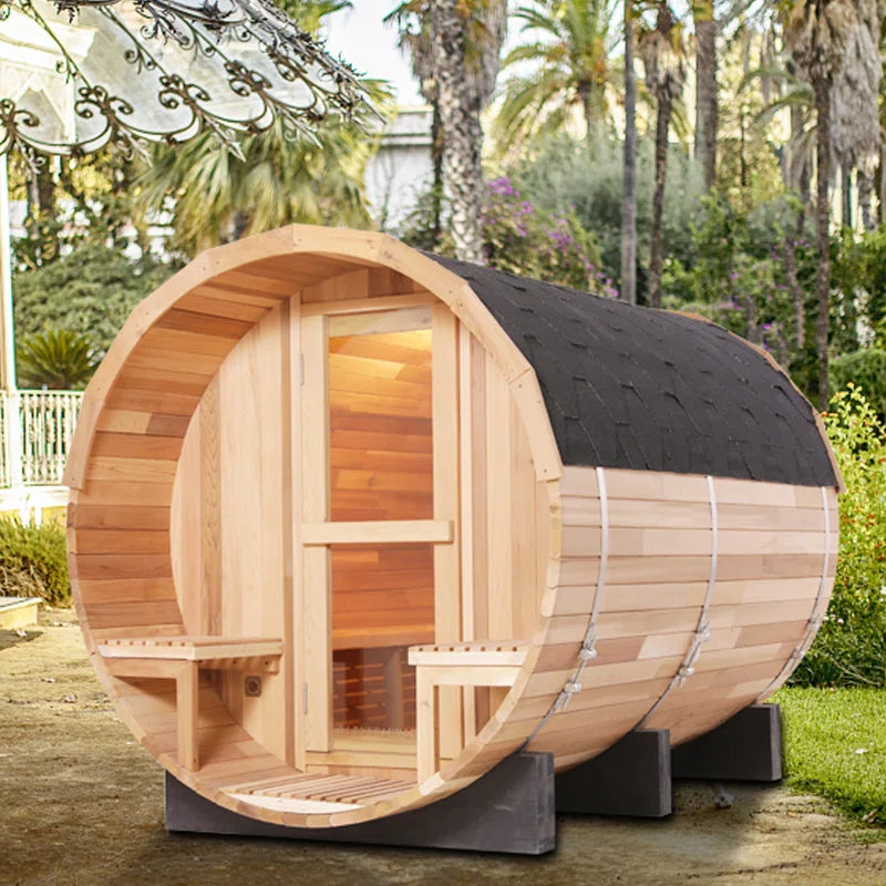 Hausora 6-Person Patchwork Red Cedar Traditional Steam Sauna