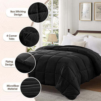 Hausora Bedroom King Comforter Black Lightweight Comforter Duvet Insert down Alternative Bed Comforter All Season Quilted Comforters King Size Black