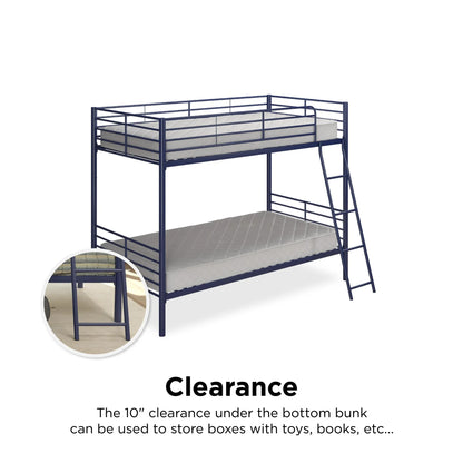 Hausora Kids Twin over Twin Metal Bunk Bed, Blue