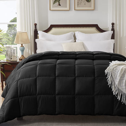 Hausora Bedroom King Comforter Black Lightweight Comforter Duvet Insert down Alternative Bed Comforter All Season Quilted Comforters King Size Black