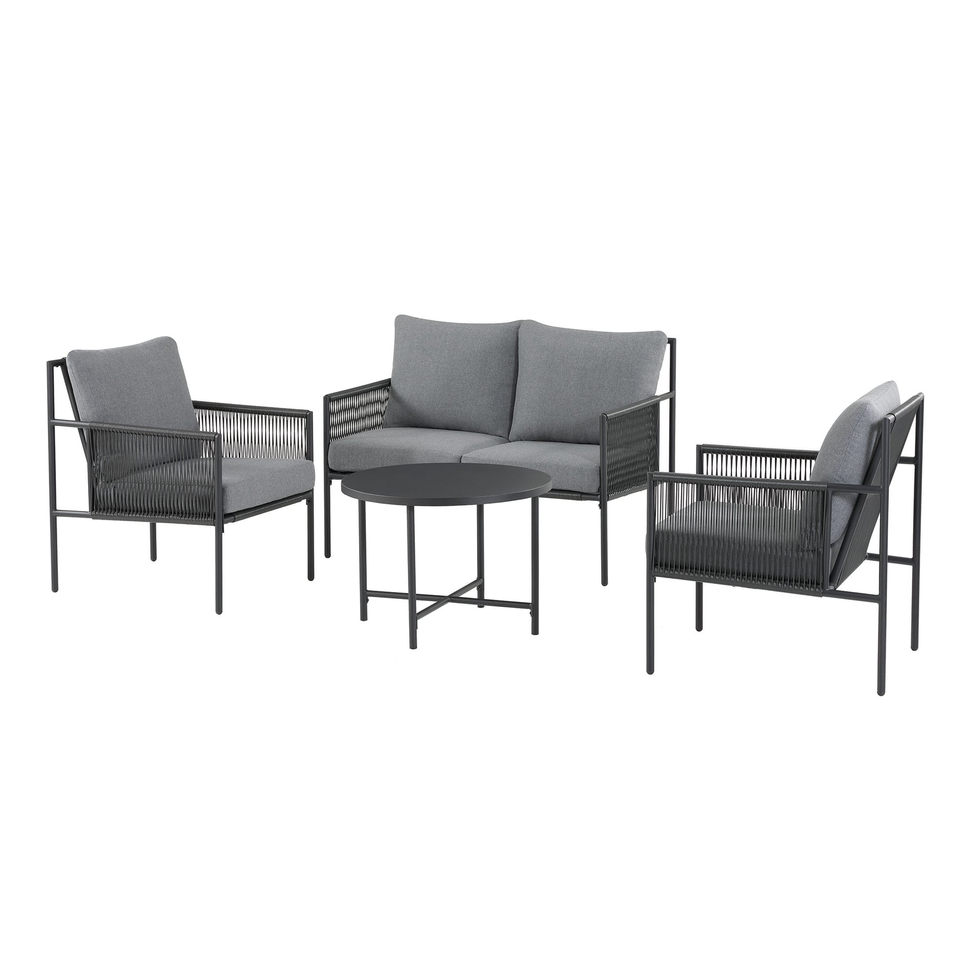 Hausora Garden Logan 4-Piece Outdoor Conversation Set, Dark Gray