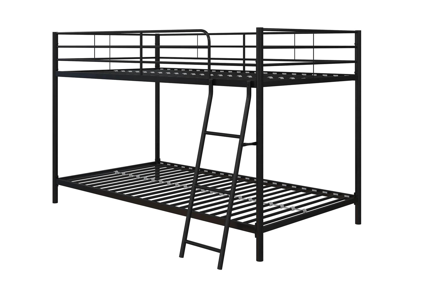 Hausora Bedroom Small Spaces Twin-Over-Twin Low Profile Junior Bunk Bed, Black