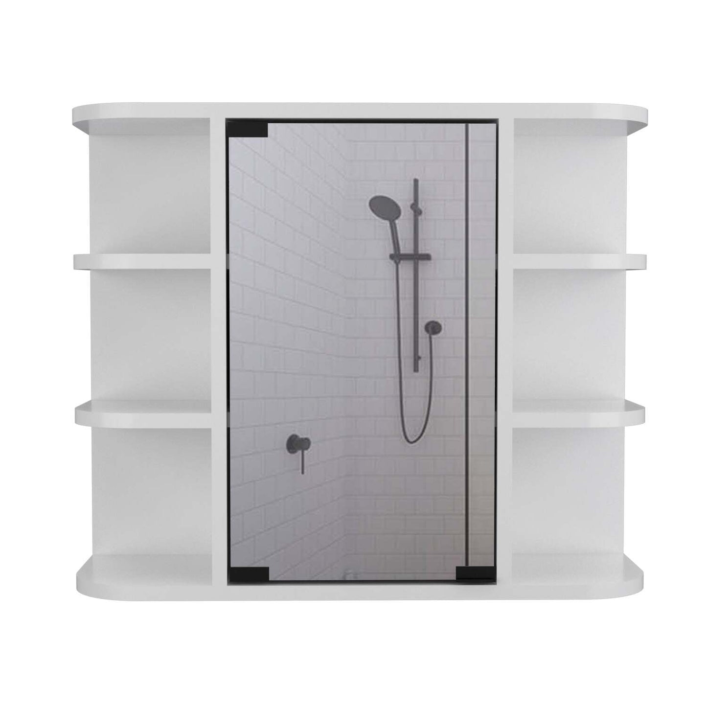 Hausora Bathroom Valdez Medicine Cabinet with Six Shelves, Mirror Cabinet