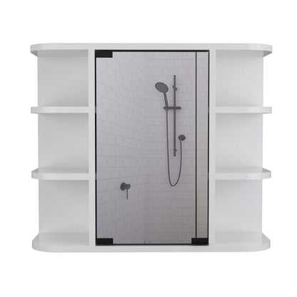 Hausora Bathroom Valdez Medicine Cabinet with Six Shelves, Mirror Cabinet