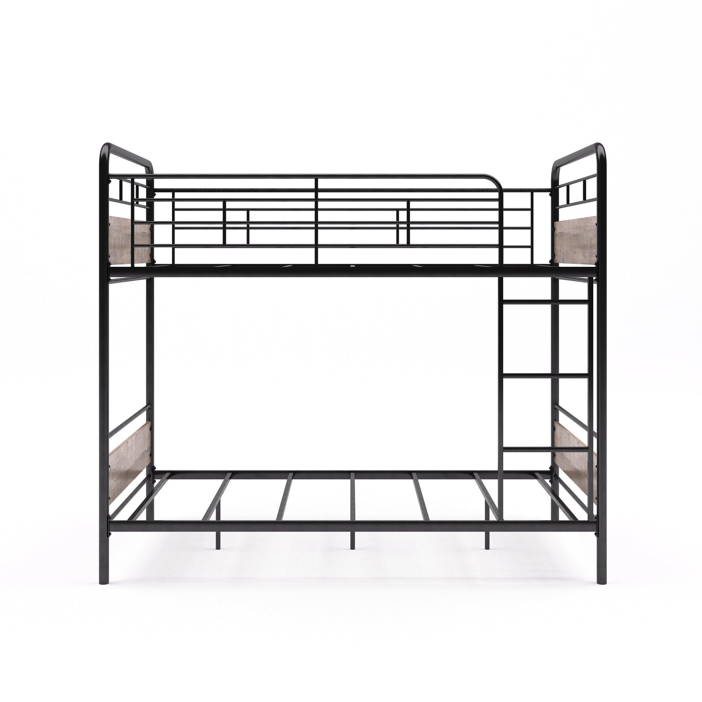 Hausora Kids Twin over Twin Bunk Bed, Metal Frame and Rustic Gray Accents