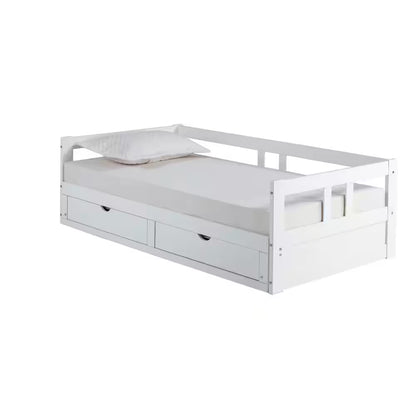 Melody White Twin to King Bed with under Bed Storage