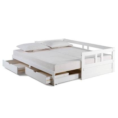 Melody White Twin to King Bed with under Bed Storage