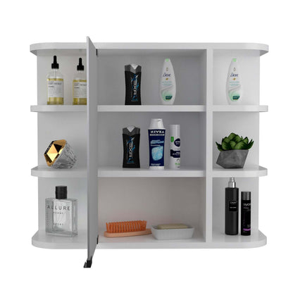 Hausora Bathroom Valdez Medicine Cabinet with Six Shelves, Mirror Cabinet