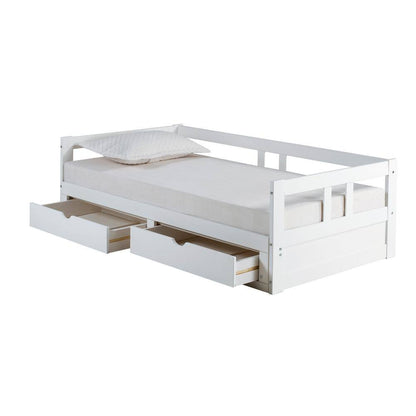 Melody White Twin to King Bed with under Bed Storage