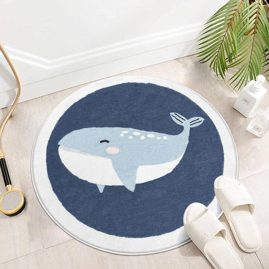 Hausora Kids Rug, 2Ft round Rug Washable Area Rugs Cute Circle Rug Play Mat Non Slip Carpet Nursery Rug for Baby Boys Girls Toddlers Soft Rugs for Living Room Bedroom Kids Room Playroom Bathroom Classroom