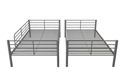 Convertible Twin over Twin Metal Bunk Bed, Silver