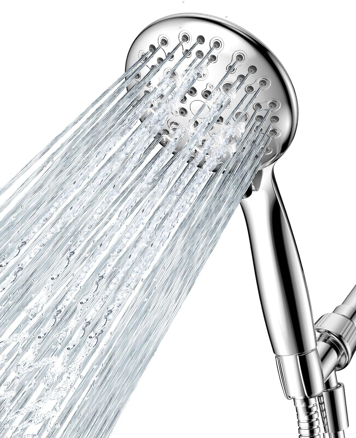 Hausora Bathroom High Pressure Shower Head with Handheld,  6 Spray Settings Handheld Showerhead, 4.3" High Flow Rain Showerhead Set with 59" Stainless Steel Hose and Adjustable Bracket for Bathroom,