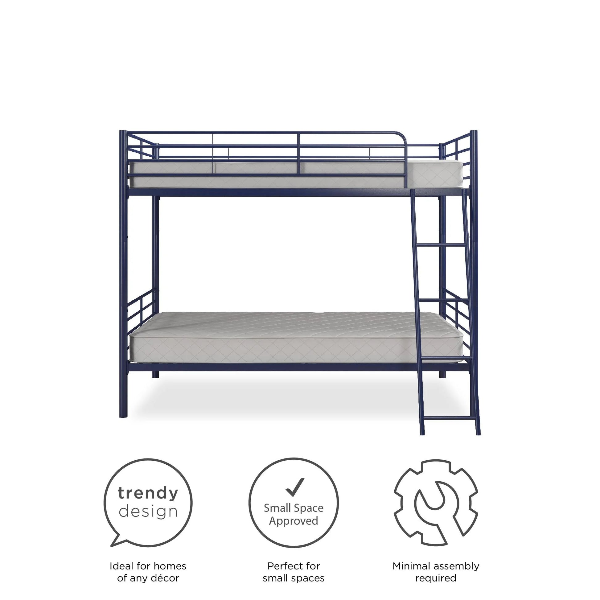 Hausora Kids Twin over Twin Metal Bunk Bed, Blue