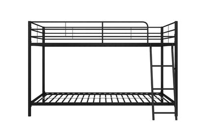 Hausora Bedroom Small Spaces Twin-Over-Twin Low Profile Junior Bunk Bed, Black