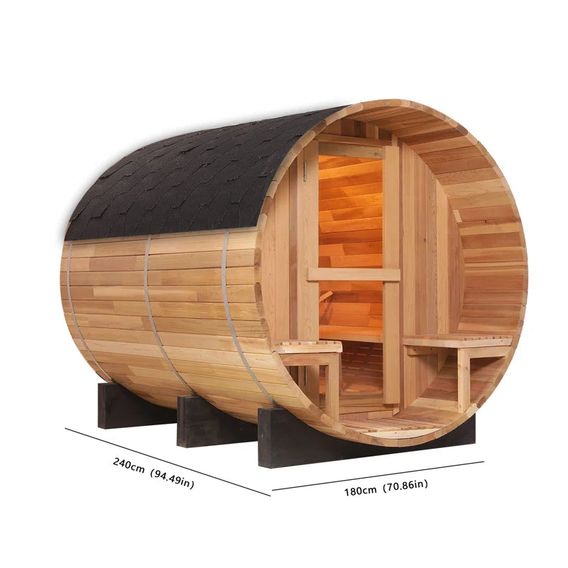 Hausora 6-Person Patchwork Red Cedar Traditional Steam Sauna