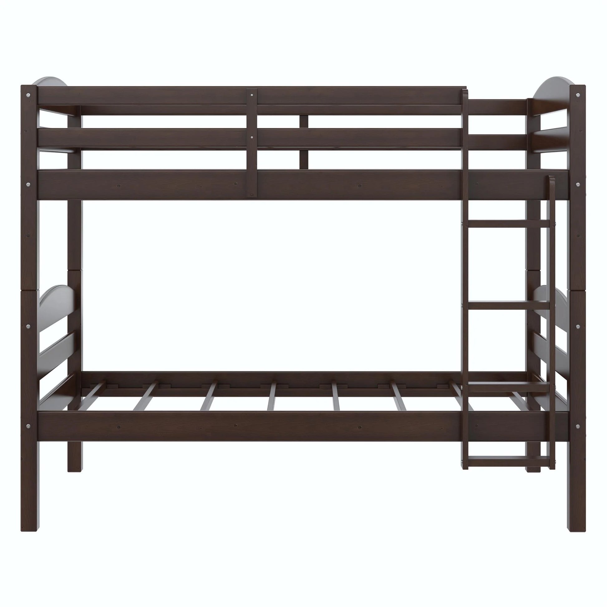 Hausora Kids Solid Wood Twin-Over-Twin Convertible Bunk Bed, Mocha