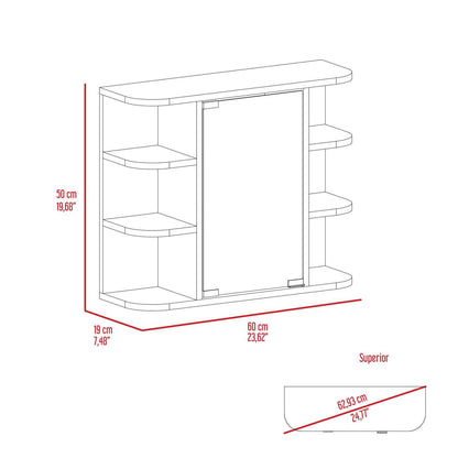 Hausora Bathroom Valdez Medicine Cabinet with Six Shelves, Mirror Cabinet