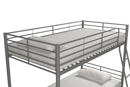 Convertible Twin over Twin Metal Bunk Bed, Silver