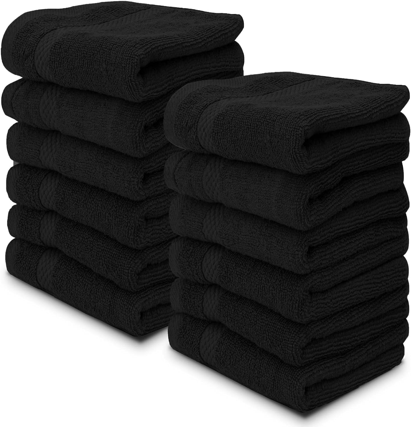 Hausora Bathroom Luxury Cotton Washcloths Set 12 Pack - Hotel Quality Cleansing Face Towels Set, Black Small Bathroom Hand Towels | 12 Pack | Black