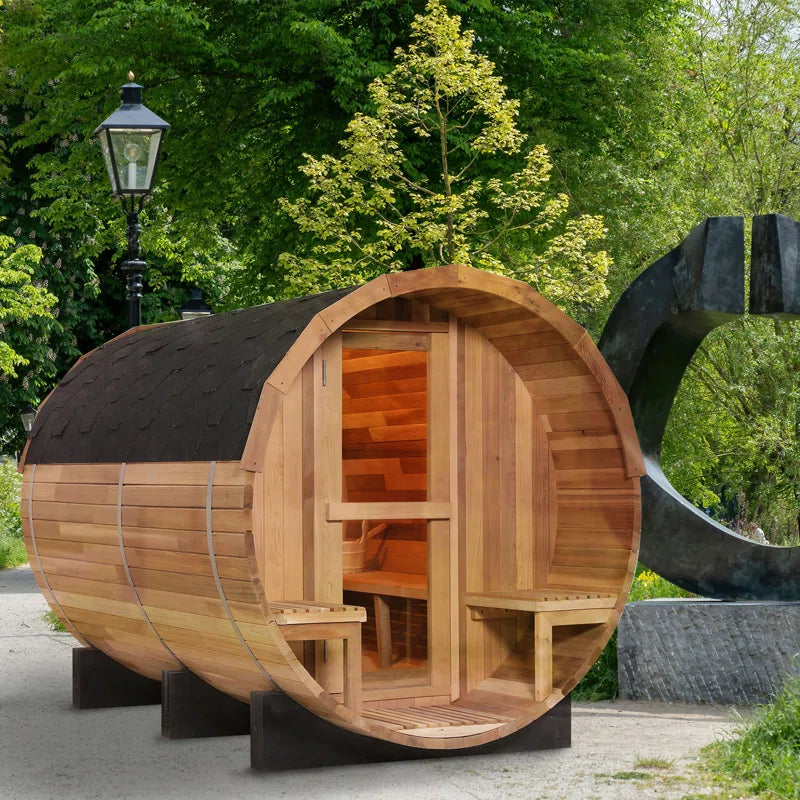 Hausora 6-Person Patchwork Red Cedar Traditional Steam Sauna