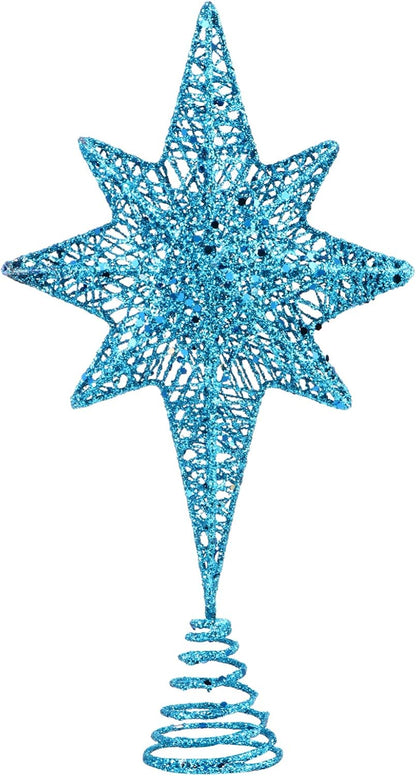 Christmas Decor Cheistmas Tree Topper Christmas Tree Topper Hollow- Out Star Treetop Decor Christmas Tree Star Topper (Blue) Yule Tree Topper Mini Christmas Tree