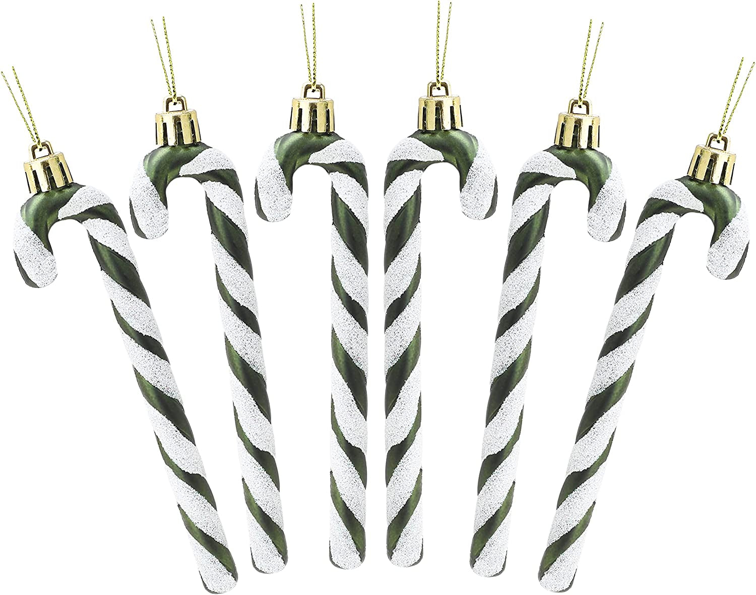 Hausora Decorative Glitter Candy Cane Christmas Tree Decorations/Ornaments (Forrest Green)