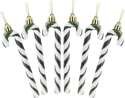 Hausora Decorative Glitter Candy Cane Christmas Tree Decorations/Ornaments (Forrest Green)