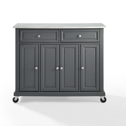 Avery Wood/Faux Marble Top Kitchen Cart in Distressed Gray