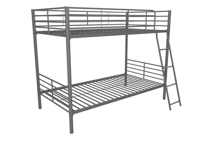 Convertible Twin over Twin Metal Bunk Bed, Silver