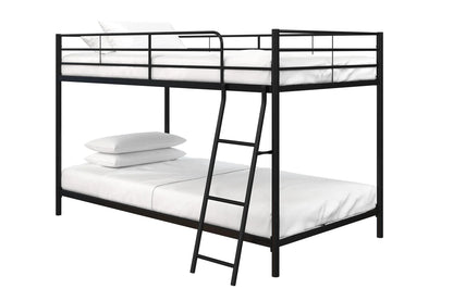 Hausora Bedroom Small Spaces Twin-Over-Twin Low Profile Junior Bunk Bed, Black