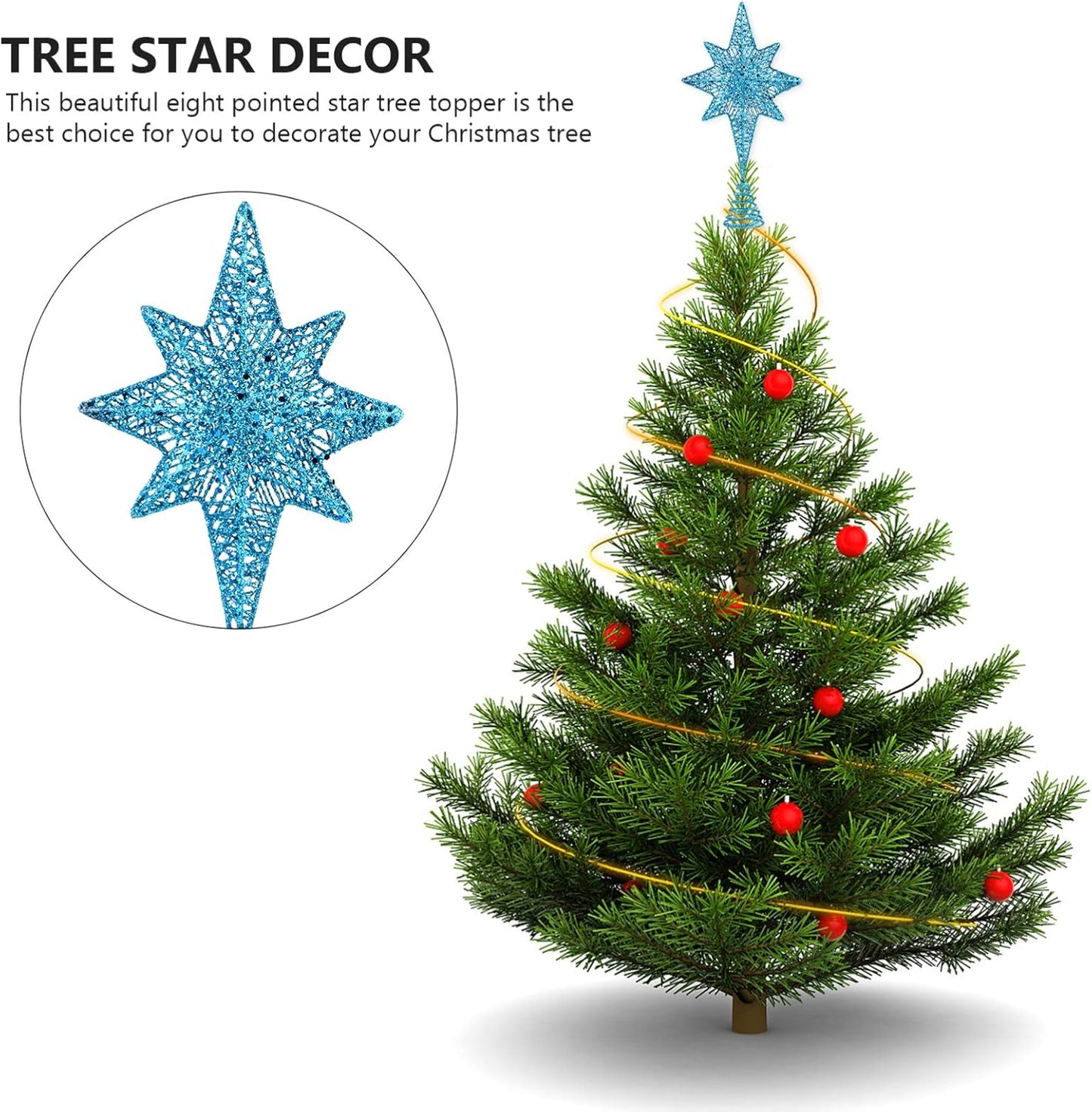 Christmas Decor Cheistmas Tree Topper Christmas Tree Topper Hollow- Out Star Treetop Decor Christmas Tree Star Topper (Blue) Yule Tree Topper Mini Christmas Tree