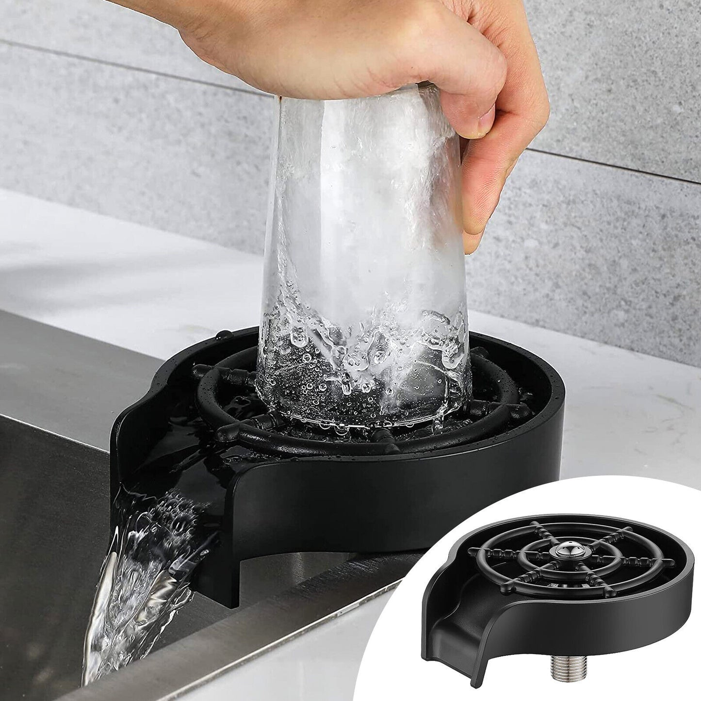 Kitchen Automatic Faucet Bottle Cup Washer Bar Sink Glass Rinser Cleaner Tools