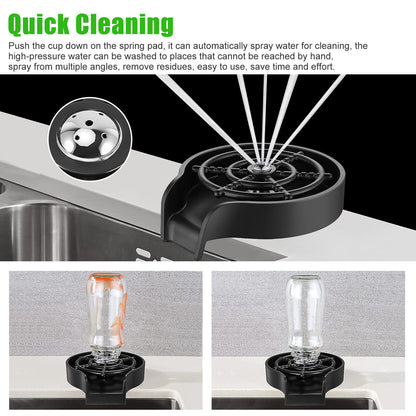 Kitchen Automatic Faucet Bottle Cup Washer Bar Sink Glass Rinser Cleaner Tools